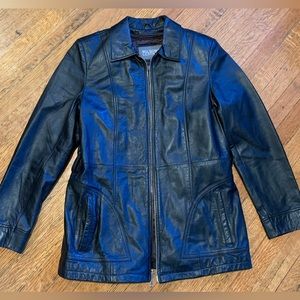 Wilson leather women's black zip up jacket size small